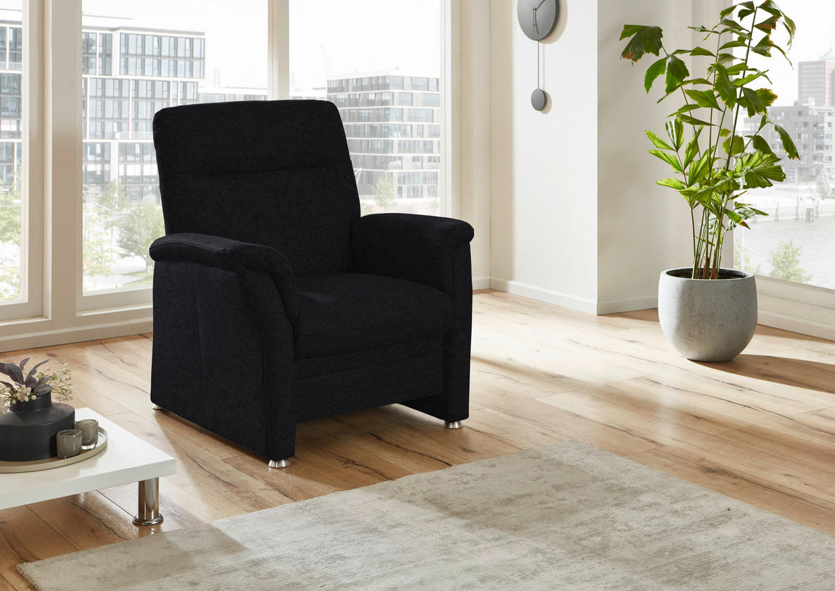 SESSEL Flachgewebe Anthrazit  - Anthrazit/Alufarben, Konventionell, Textil/Metall (90/100/89cm) - Beldomo Comfort