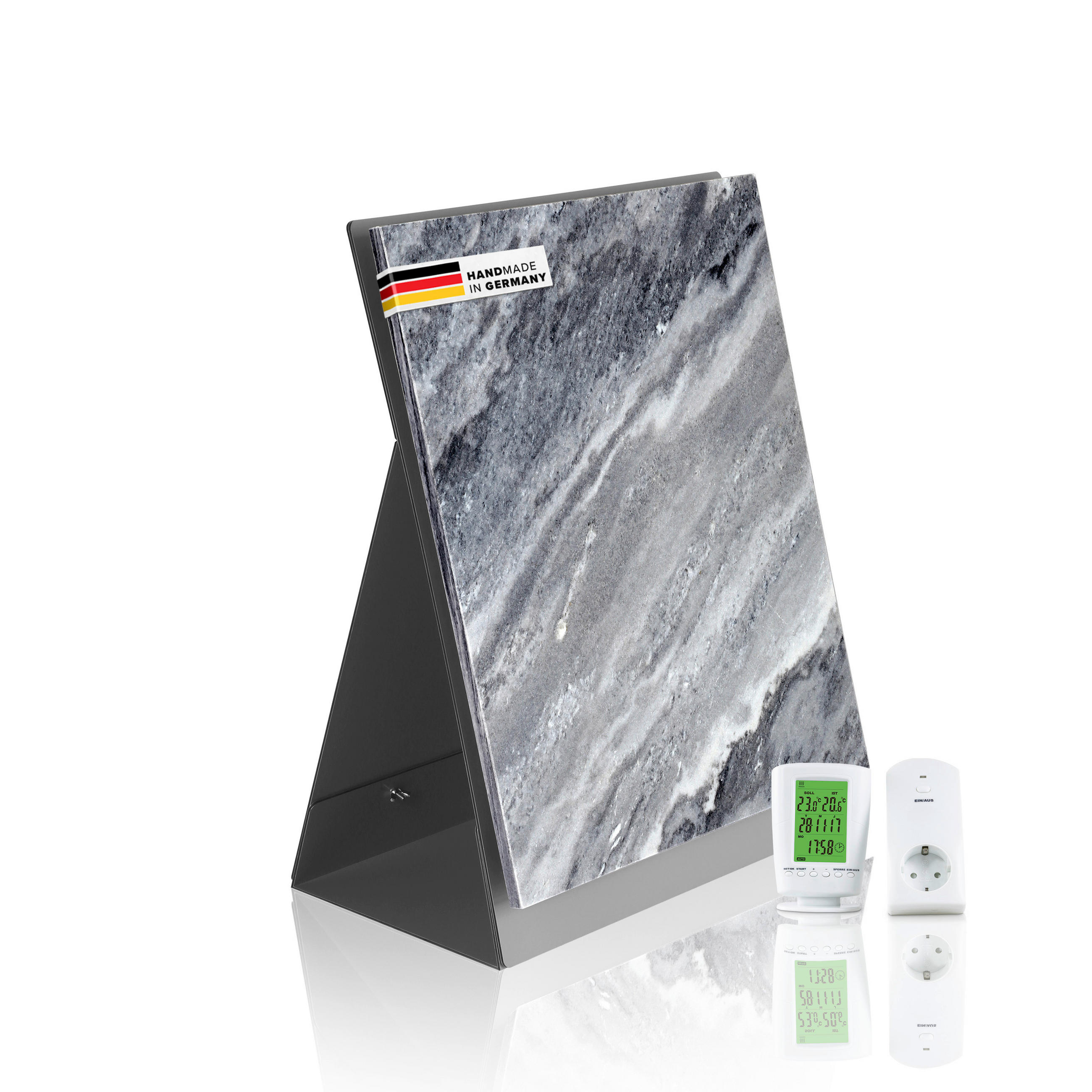 INFRAROT-HEIZPANEEL 60/50/2 cm 500 W W Qarama mit Standfuß  - Hellgrau, Basics, Stein (60/50/2cm) - MID.YOU