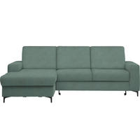 ECKSOFA in Velours Mintgrün  - Schwarz/Mintgrün, KONVENTIONELL, Textil/Metall (167/247cm) - Stylife