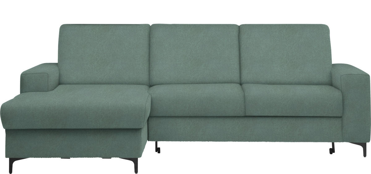 ECKSOFA in Velours Mintgrün  - Schwarz/Mintgrün, KONVENTIONELL, Textil/Metall (167/247cm) - Stylife