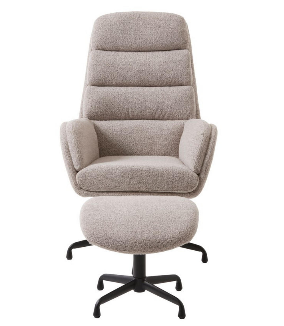 FÅTÖLJ MED FOTPALL i metall, textil svart, taupe  - svart/taupe, Design, metall/textil (70/110/76,5cm) - Best Price