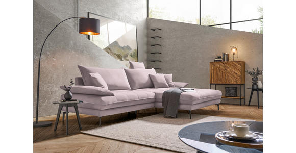 ECKSOFA in Mikrofaser Altrosa 292/176 cm - Schwarz/Altrosa, MODERN, Textil/Metall (292/176cm) - Carryhome