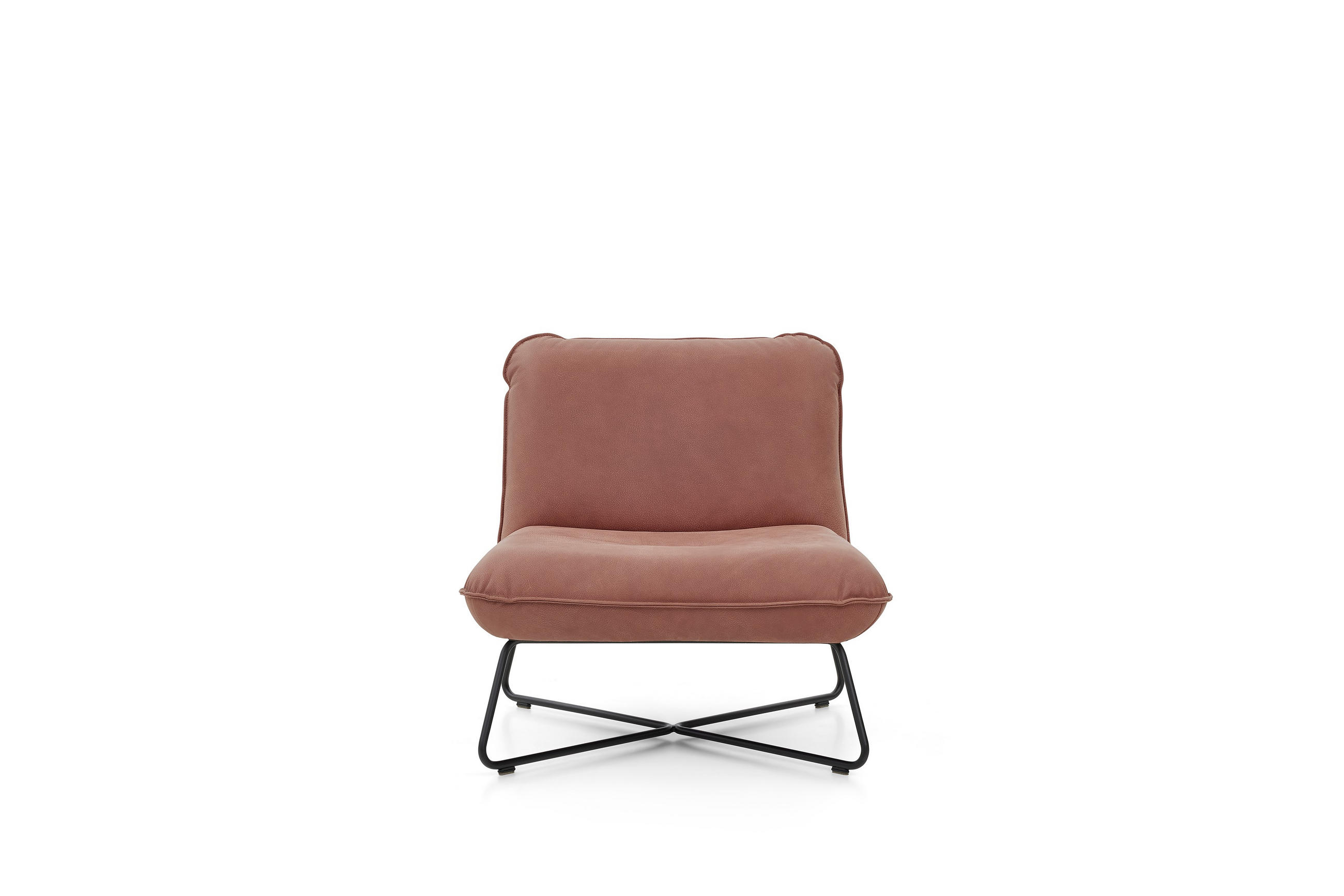 DESIGNSESSEL in Echtleder Rotbraun  - Rotbraun/Schwarz, Design, Leder/Metall (82/79/95cm) - Musterring