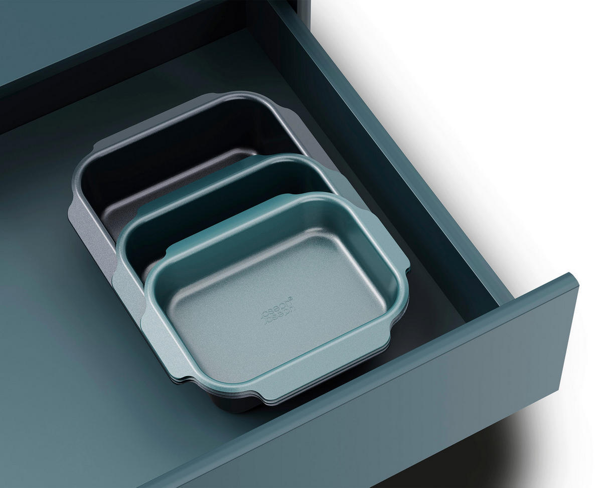 AUFLAUFFORMENSET 41,1/30/9,6 cm  3-teilig  - Pastellblau/Dunkelblau, Basics, Metall (41,1/30/9,6cm) - Joseph Joseph