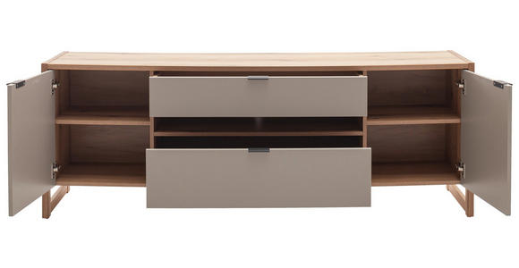 TV-ELEMENT Grau, Schwarz, Eichefarben  185/67/44 cm  - Eichefarben/Anthrazit, Design, Holzwerkstoff/Metall (185/67/44cm) - Hom`in