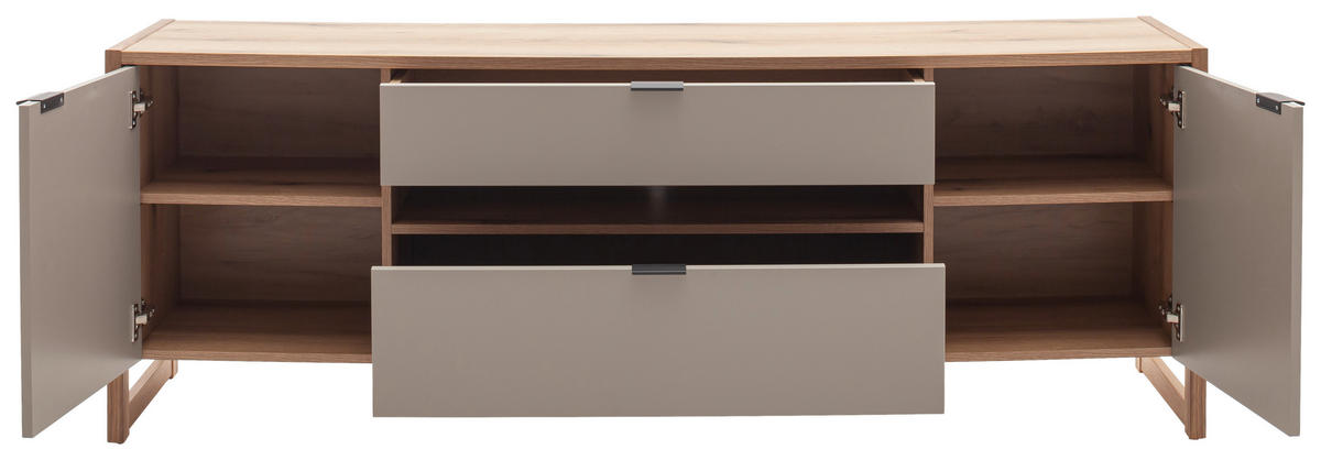 TV-ELEMENT Grau, Schwarz, Eichefarben  185/67/44 cm  - Eichefarben/Anthrazit, Design, Holzwerkstoff/Metall (185/67/44cm) - Hom`in