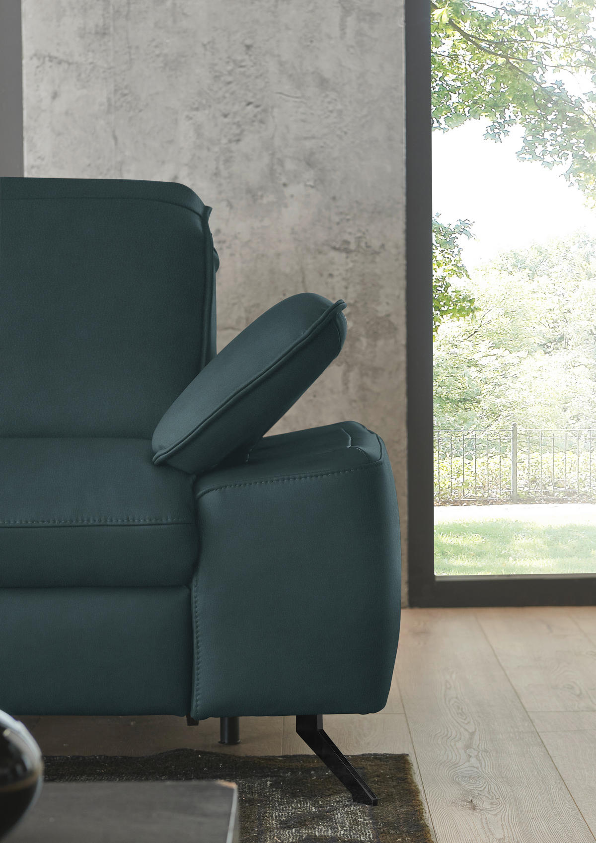 ECKSOFA  Echtleder Graublau  - Graublau/Schwarz, Design, Leder/Metall (169/307cm) - Beldomo Premium