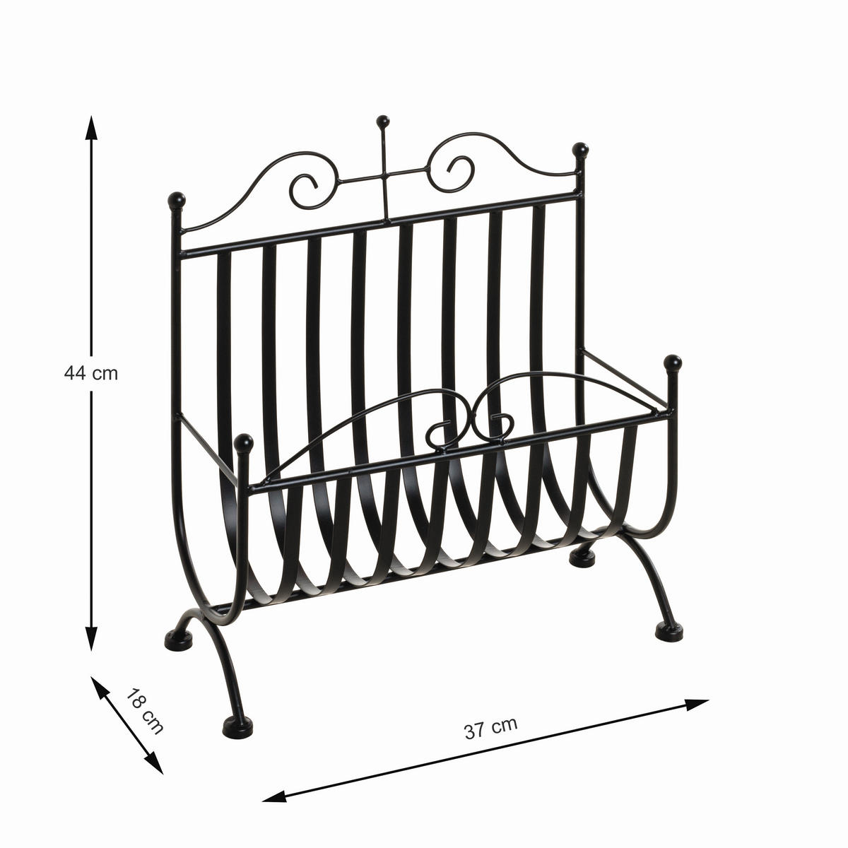 ZEITUNGSSTÄNDER Metall Schwarz  - Schwarz, Basics, Metall (37/44/18cm)