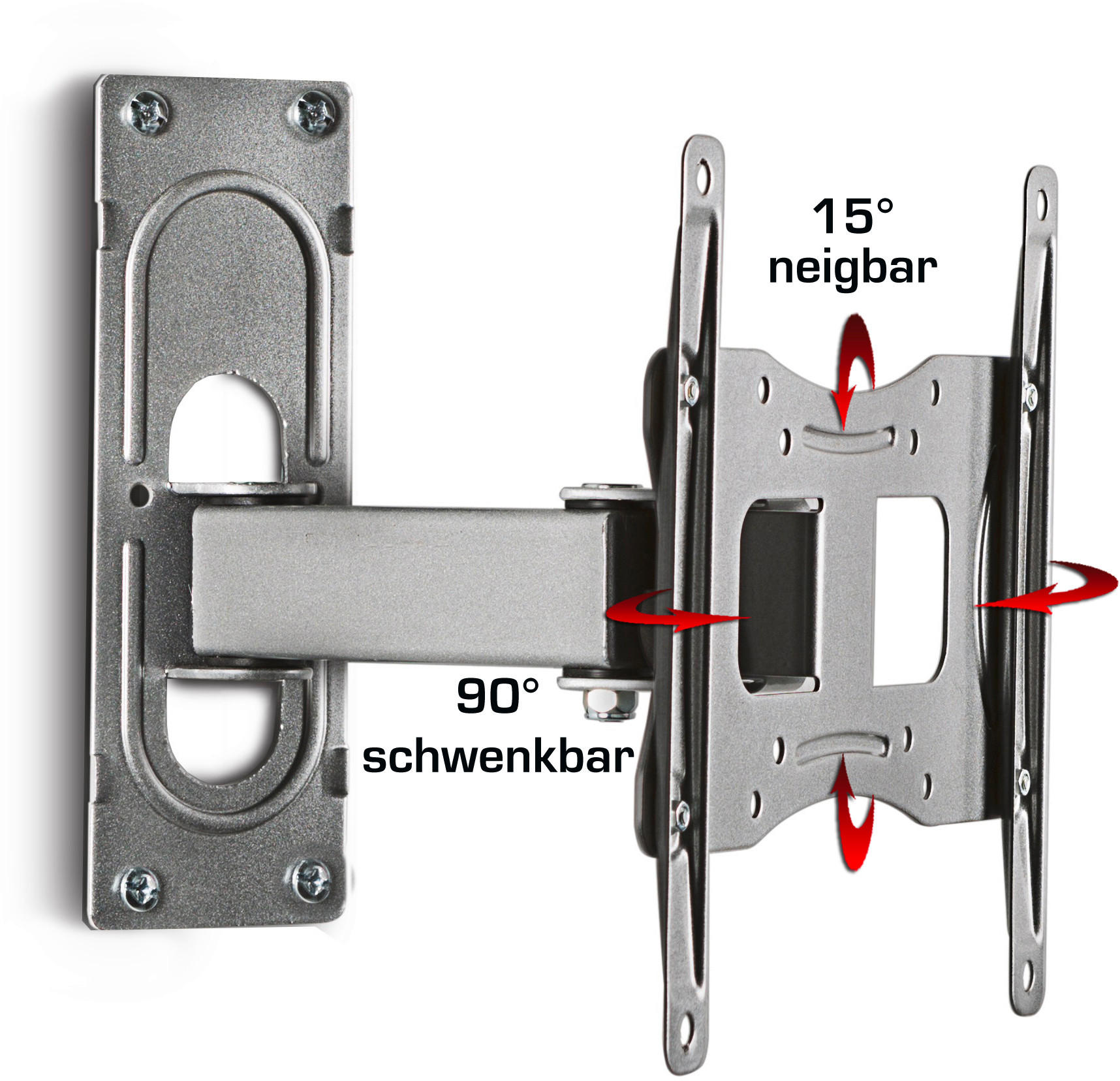 TV-WANDHALTER 37 Zoll  - Silberfarben, KONVENTIONELL, Metall (27,8/22,6/9,6cm) - MID.YOU