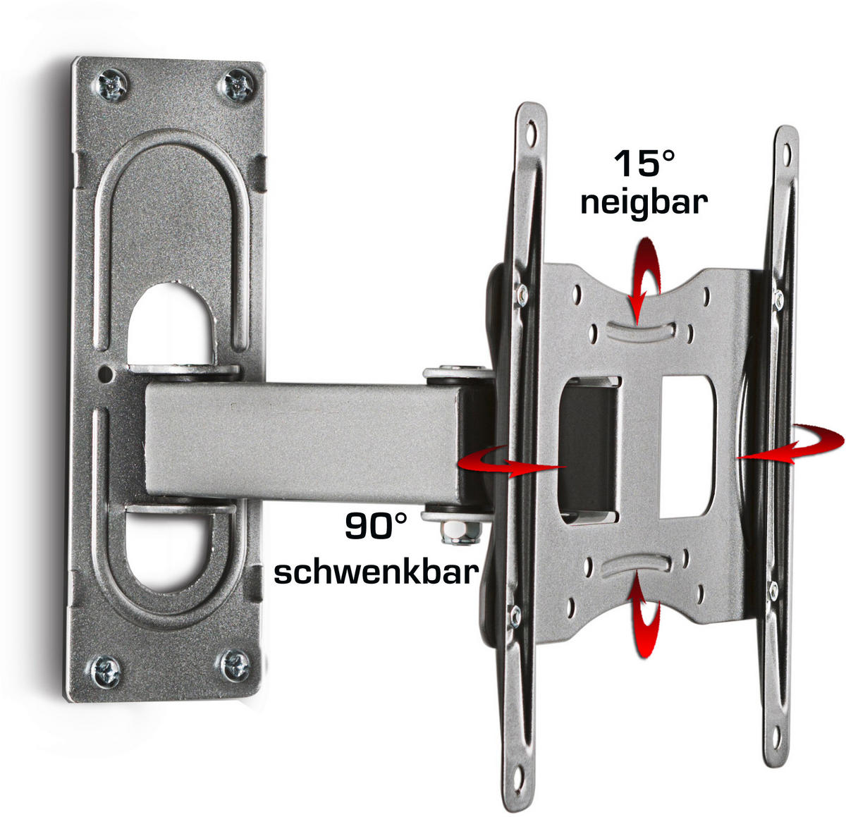 TV-Wandhalter in Silberfarbe in Silberfarben  - Silberfarben, Konventionell, Metall (27,8/22,6/9,6cm) - MID.YOU