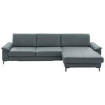 ECKSOFA in Echtleder Blaugrau  - Blaugrau/Schwarz, Design, Leder/Metall (334/176cm) - Dieter Knoll