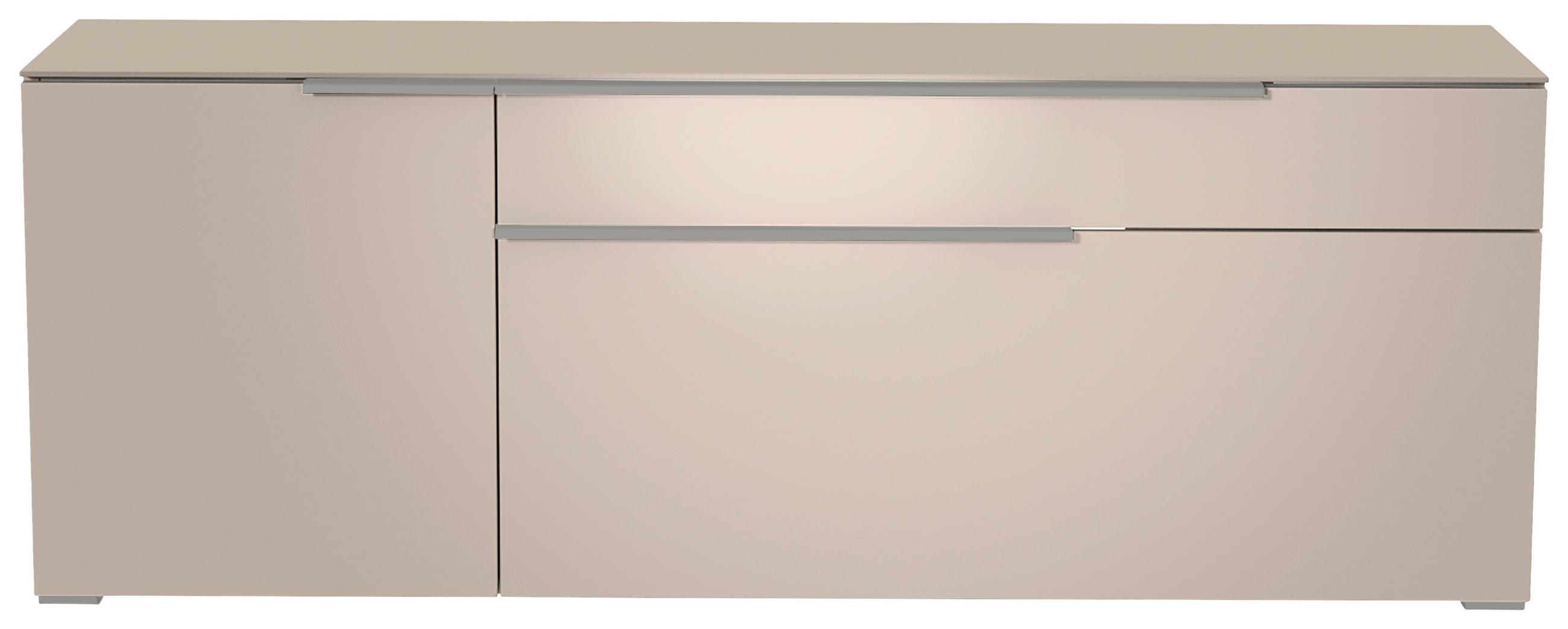 LOWBOARD in 160/58/45 cm - Sandfarben/Alufarben, Design, Glas/Holzwerkstoff (160/58/45cm) - Moderano