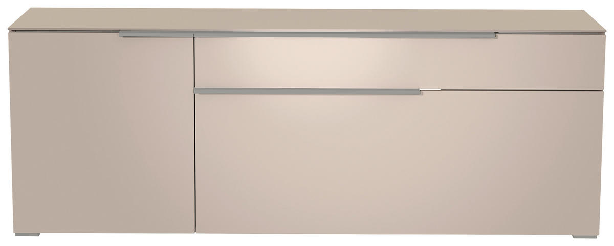 LOWBOARD Alufarben, Sandfarben  160/58/45 cm  - Sandfarben/Alufarben, Design, Glas/Holzwerkstoff (160/58/45cm) - Moderano