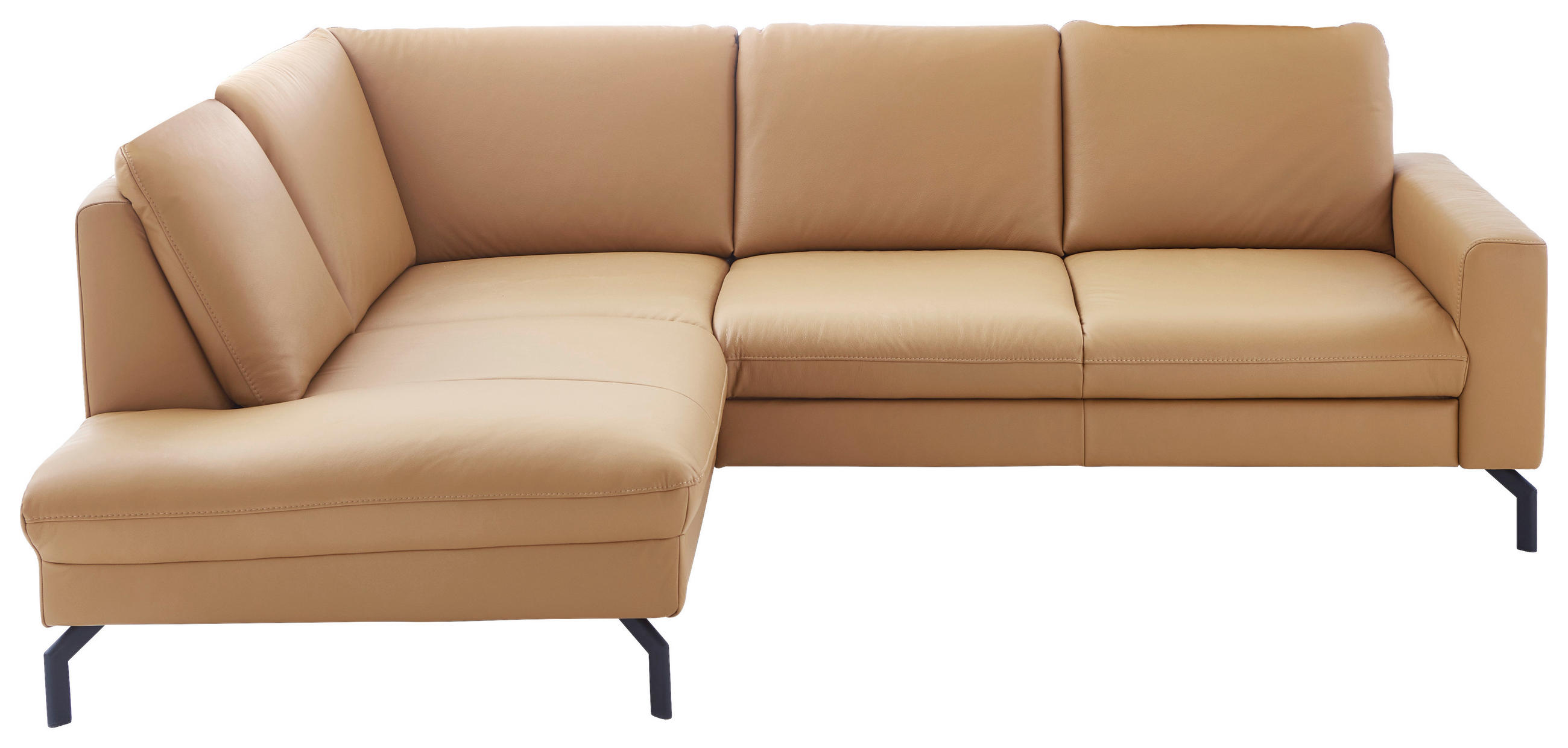 ECKSOFA Beldomo Premium in Echtleder Currygelb  194/250 cm  - Currygelb/Schwarz, Design, Leder/Metall (194/250cm) - Beldomo Premium