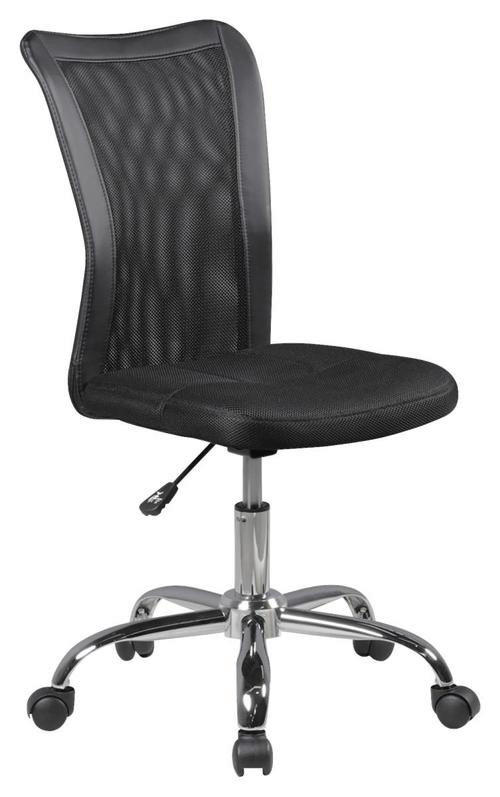 OTOČNÁ STOLIČKA PRE MLÁDEŽ, kožený vzhľad, sieť, čierna - čierna/chrómová, Modern, kov/textil (60/100/60cm) - MID.YOU