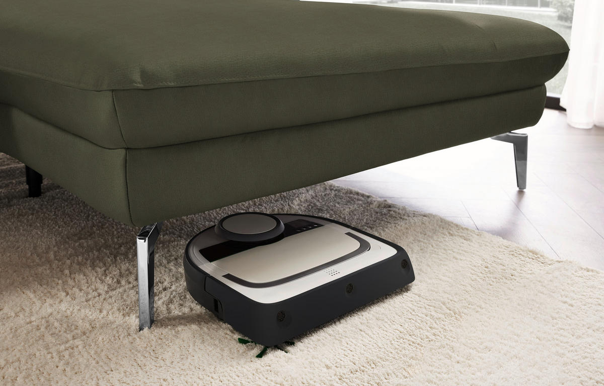 ECKSOFA in Echtleder Grau, Grün  325/157 cm  - Schwarz/Grau, Design, Leder/Metall (325/157cm) - Dieter Knoll