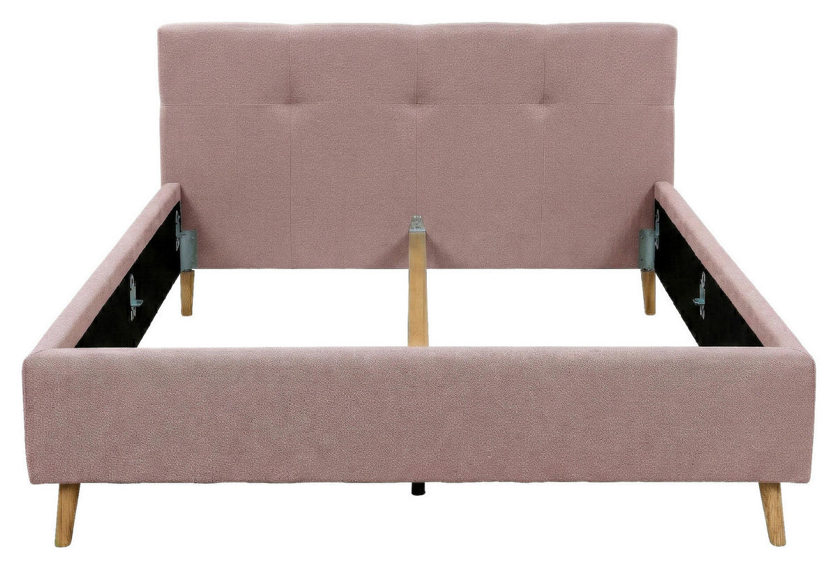 POLSTERBETT 180/200 cm,  in Pink,  - Pink/Eichefarben, MODERN, Holz/Textil (180/200cm) - MID.YOU