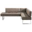 ECKBANK 227/165 cm  in Edelstahlfarben, Sandfarben  - Sandfarben/Edelstahlfarben, Design, Textil/Metall (227/165cm) - Moderano