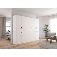 DREHTÜRENSCHRANK  in Weiß  - Weiß/Grau, MODERN, Holzwerkstoff/Metall (271/210/54cm) - Rauch Möbel