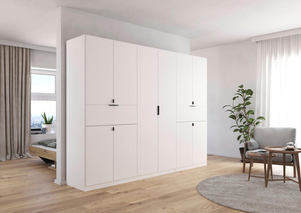 DREHTÜRENSCHRANK in Weiss  - Weiss/Grau, Modern, Holzwerkstoff/Metall (271/210/54cm) - Rauch Möbel