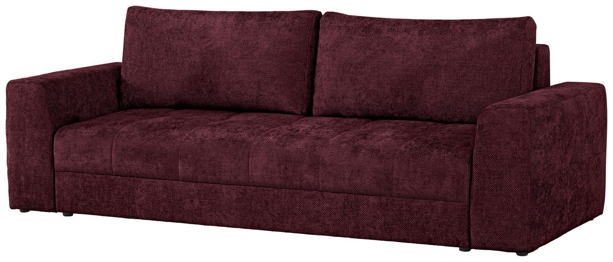 SCHLAFSOFA Struktur Weinrot  inkl. Zierkissen, Rückenkissen, Bettkasten, Schlaffunktion, Rücken echt  - Weinrot/Schwarz, KONVENTIONELL, Kunststoff/Textil (253/87/102cm) - Xora