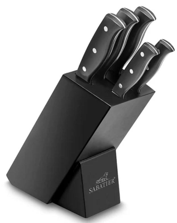 KNIVBLOCK 6 delar  - aluminiumfärg/svart, Design, metall/trä (10,1/36,3/19,2cm)