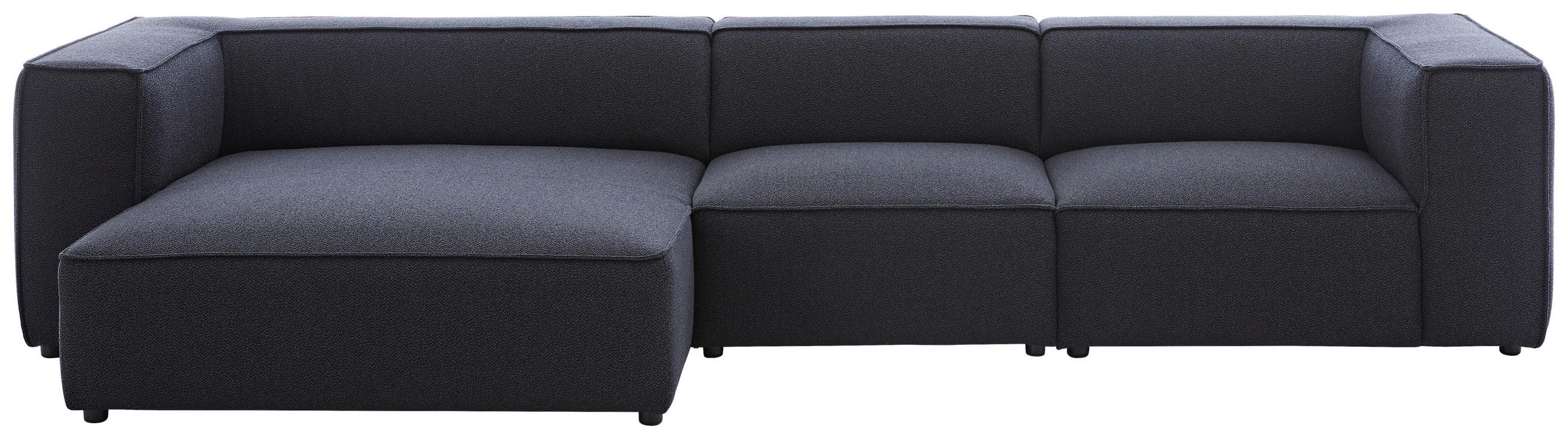 ECKSOFA Flachgewebe Dunkelblau  - Schwarz/Dunkelblau, Design, Kunststoff/Textil (164/341cm) - W.Schillig