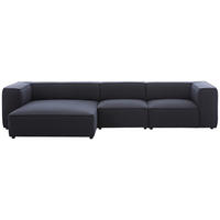 ECKSOFA Flachgewebe Dunkelblau  - Schwarz/Dunkelblau, Design, Kunststoff/Textil (164/341cm) - W.Schillig