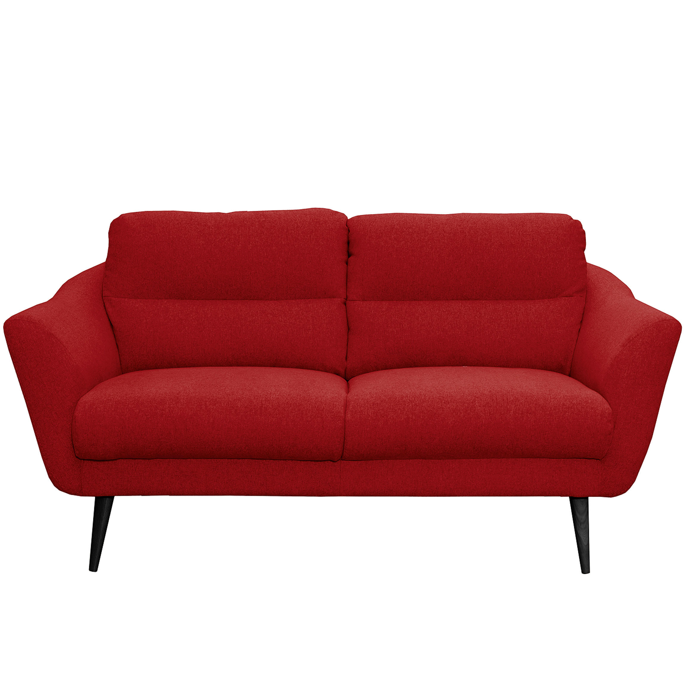 2,5-SITZER Webstoff Rot  - Rot/Schwarz, Design, Holz/Textil (187/87/88cm) - Livetastic