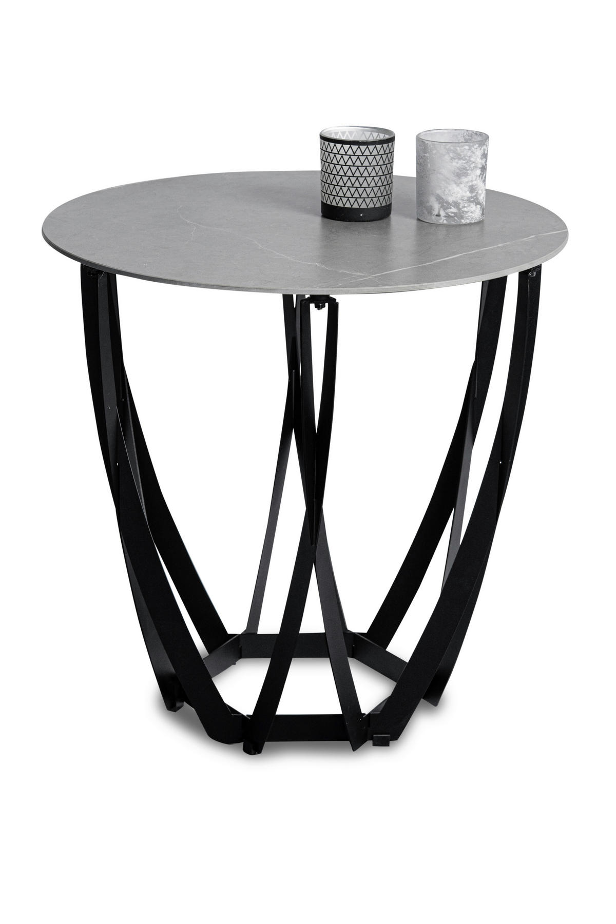 BEISTELLTISCH 50/50/50 cm Grau, Schwarz rund  - Schwarz/Grau, Basics, Stein/Metall (50/50/50cm) - Xora