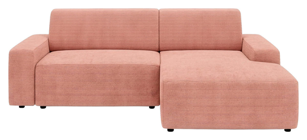 ECKSOFA Cord Pink  - Pink/Schwarz, Modern, Kunststoff/Textil (246/162cm) - Trendmanufaktur
