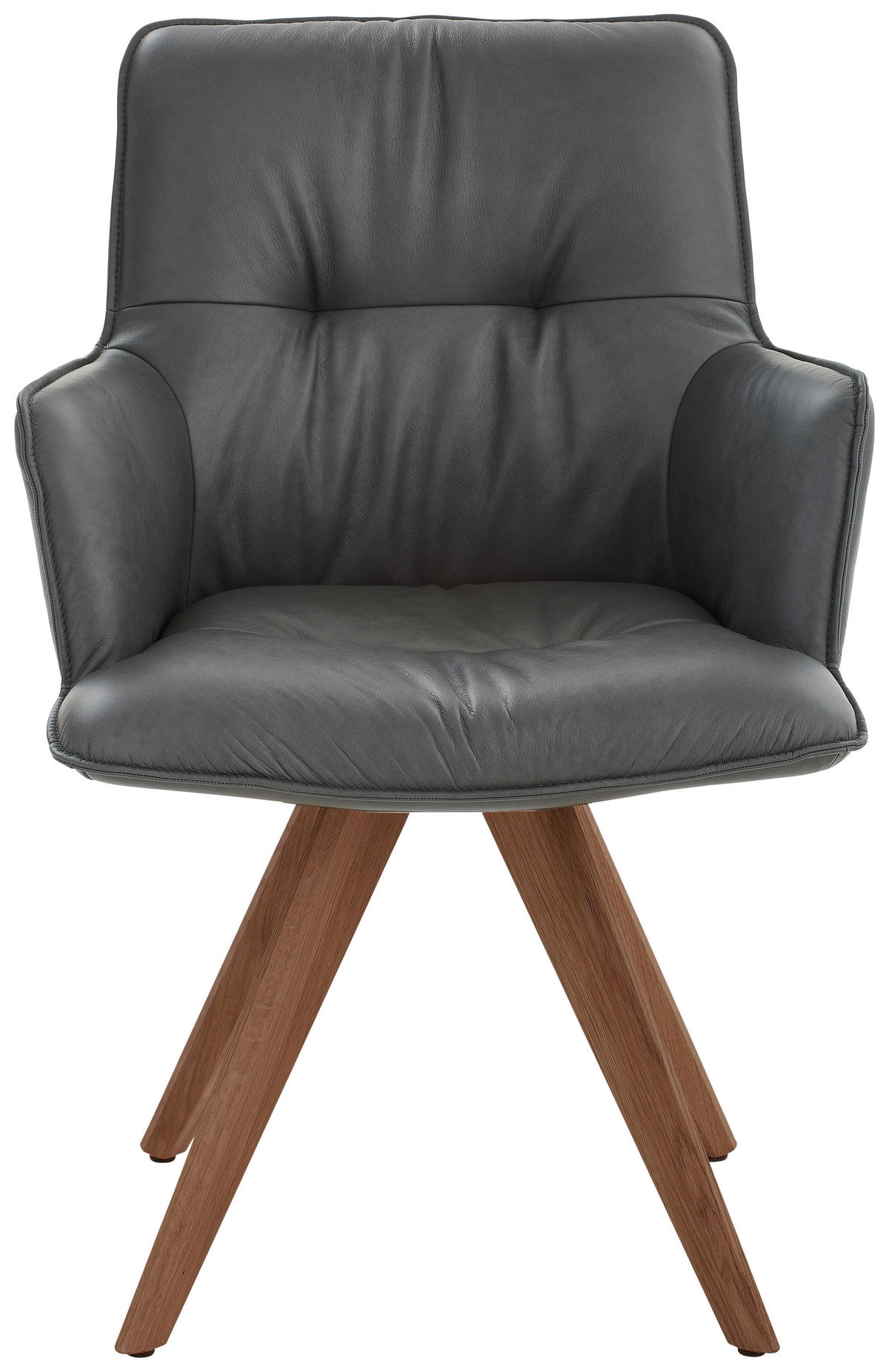 ARMLEHNSTUHL  in Echtleder pigmentiert  - Anthrazit/Nussbaumfarben, Design, Leder/Holz (59/89/63cm) - Dieter Knoll