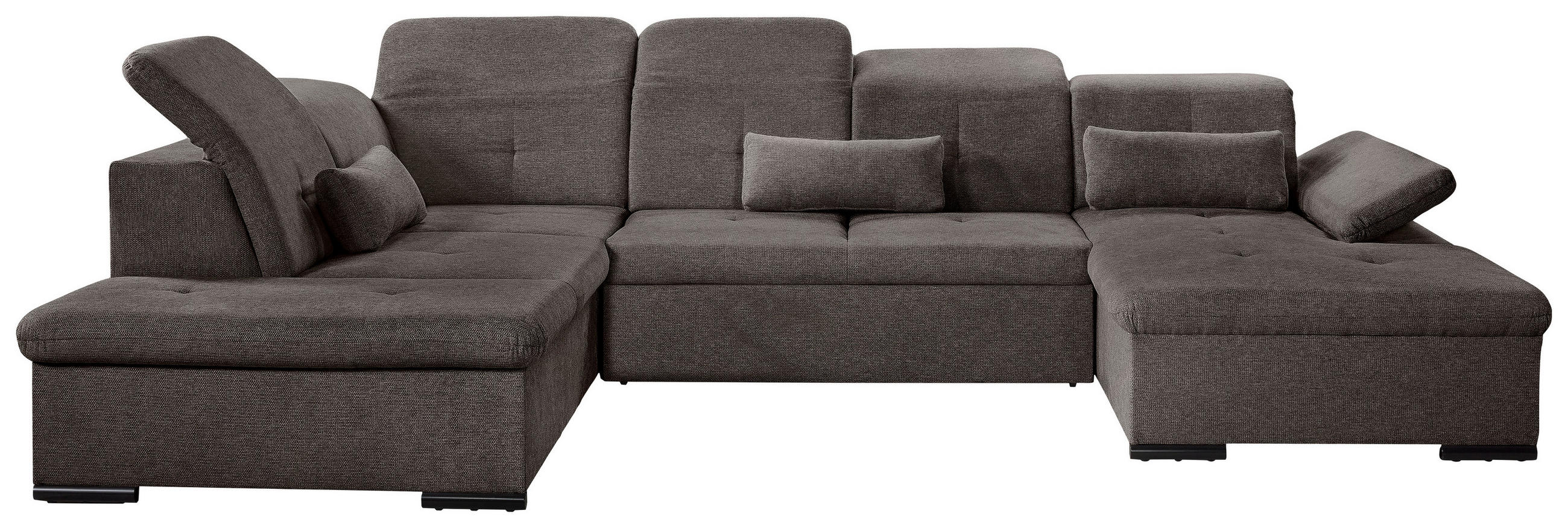 WOHNLANDSCHAFT Schwarz Chenille  - Schwarz/Grau, KONVENTIONELL, Kunststoff/Textil (188/340/240cm) - Carryhome