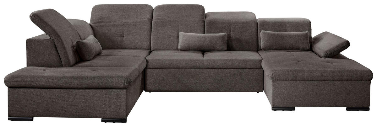 WOHNLANDSCHAFT Schwarz Chenille  - Schwarz/Grau, KONVENTIONELL, Kunststoff/Textil (188/340/240cm) - Carryhome