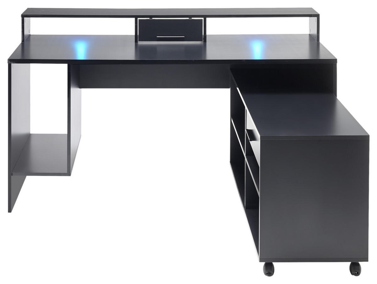 GAMINGTISCH 160/70/92 cm  in Schwarz  - Schwarz, LIFESTYLE, Holzwerkstoff/Kunststoff (160/70/92cm) - Livetastic