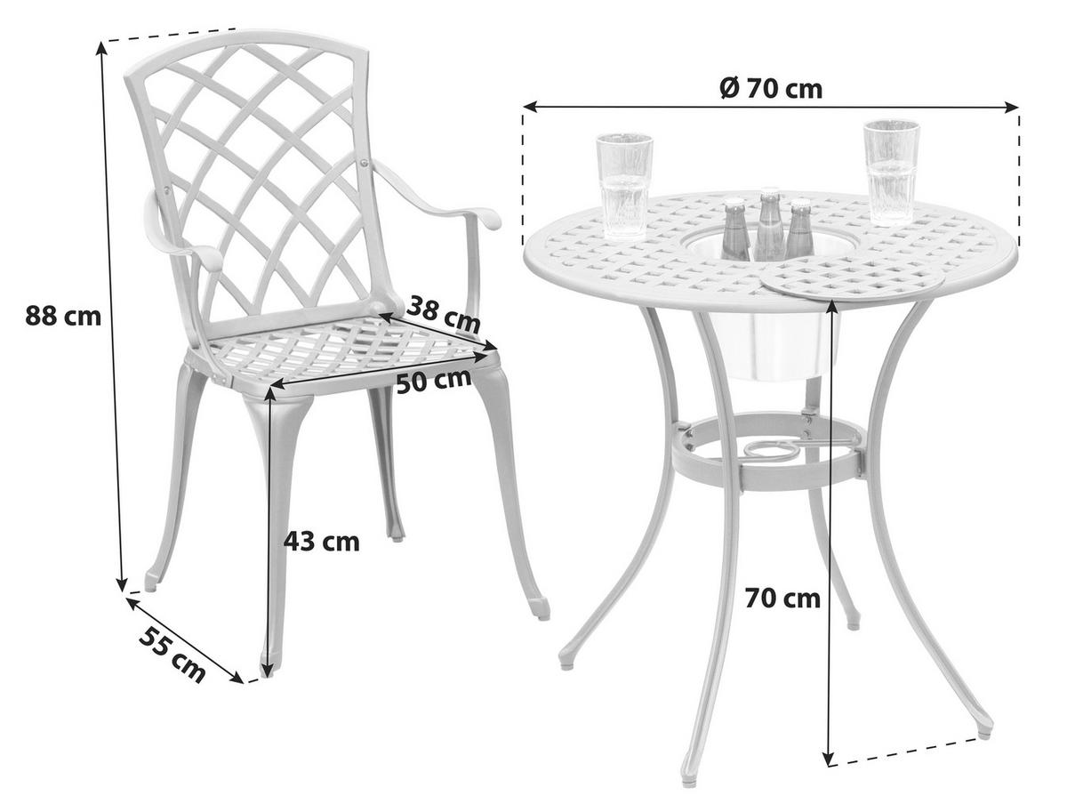 BALKONSET  3-teilig  - Graphitfarben, KONVENTIONELL, Metall - Gardenson