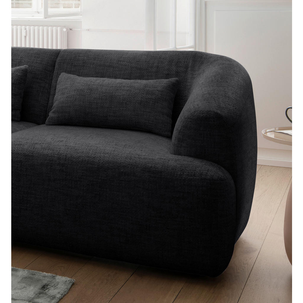 Thumbnail - Livetastic Ecksofa, Schwarz, Textil, 4-Sitzer, Füllung: Schaumstoff, Ottomane links, L-Form, 256x160 cm, seitenverkehrt ...