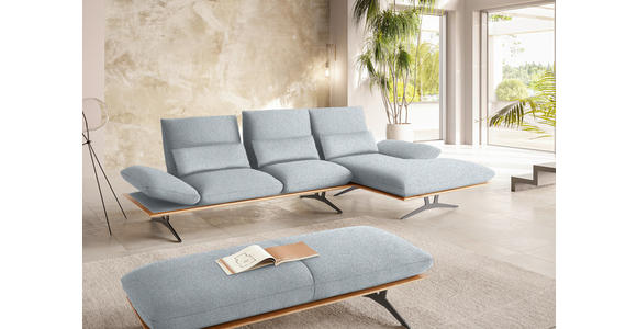 ECKSOFA in Flachgewebe Hellgrau 314/159 cm - Hellgrau/Schwarz, Design, Holz/Textil (314/159cm) - Dieter Knoll
