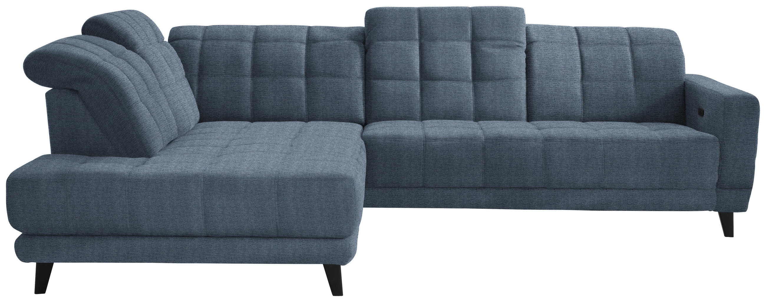 ECKSOFA in Webstoff Blau  216/302 cm  - Blau/Schwarz, Design, Textil/Metall (216/302cm) - Xora