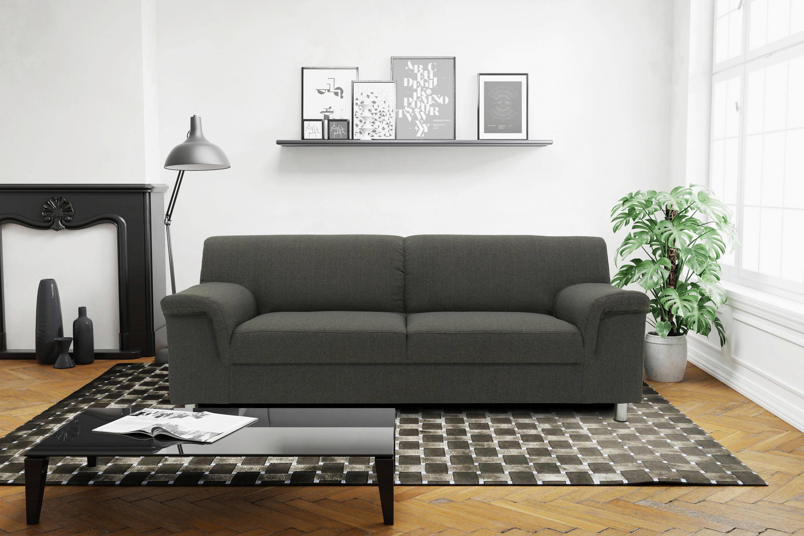 DREISITZER-SOFA Webstoff Schlammfarben - Chromfarben/Schlammfarben, KONVENTIONELL, Textil/Metall (190/72/80cm) - MID.YOU