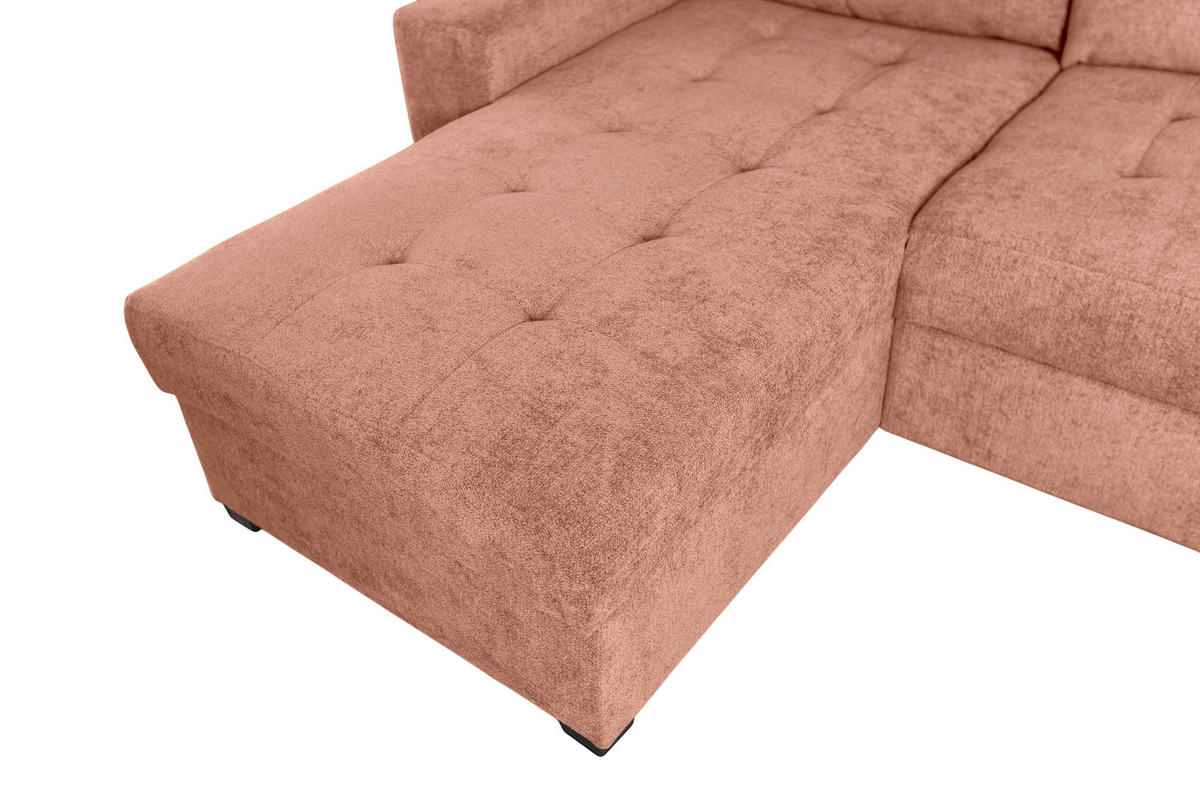 WOHNLANDSCHAFT VALERI Koralle Chenille  - Koralle/Schwarz, Design, Kunststoff/Textil (157/305/208cm) - MID.YOU