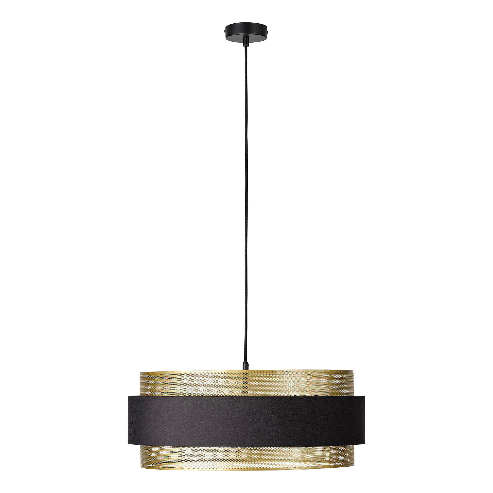 HÄNGELEUCHTE 50/150 cm  - Goldfarben/Schwarz, KONVENTIONELL, Textil/Metall (50/150cm) - Osram