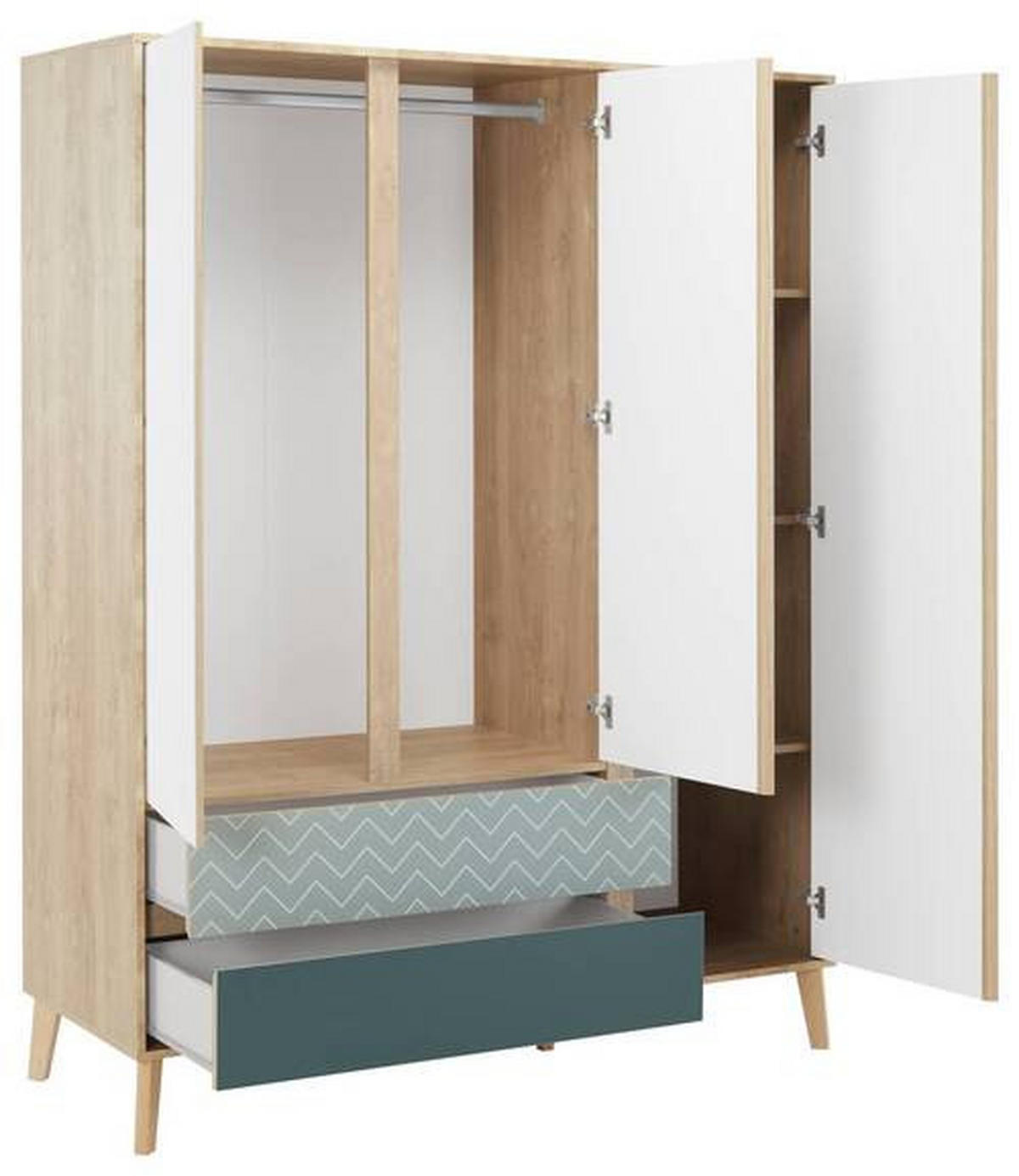 ORMAR S KLASIČNIM VRATIMA     - bijela/boje hrasta, Moderno, drvni materijal (153/200/58cm) - MID.YOU