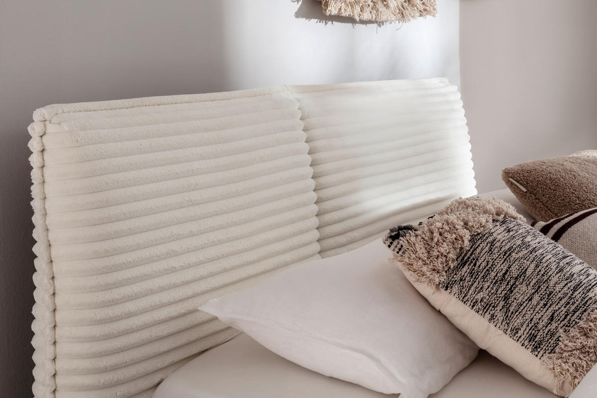 POLSTERBETT 140/200 cm  in Creme  - Creme/Schwarz, Trend, Textil/Metall (140/200cm) - Boxxx