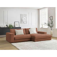 ECKSOFA  LEONARD Orange Cord  - Schwarz/Orange, MODERN, Kunststoff/Textil (234/159cm)