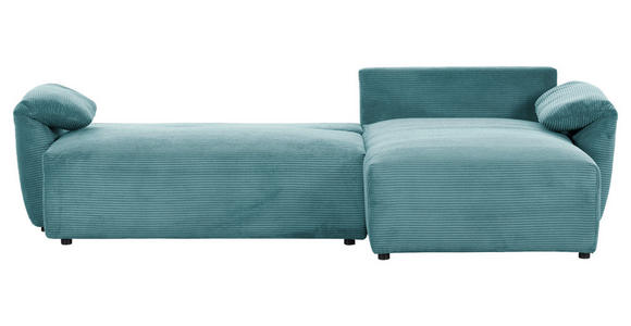 ECKSOFA Petrol Cord Rückenkissen, Schlaffunktion, Rücken echt, Stauraum, Liegefläche im Originalstoff  - Petrol/Schwarz, KONVENTIONELL, Kunststoff/Textil (266/180cm) - Carryhome