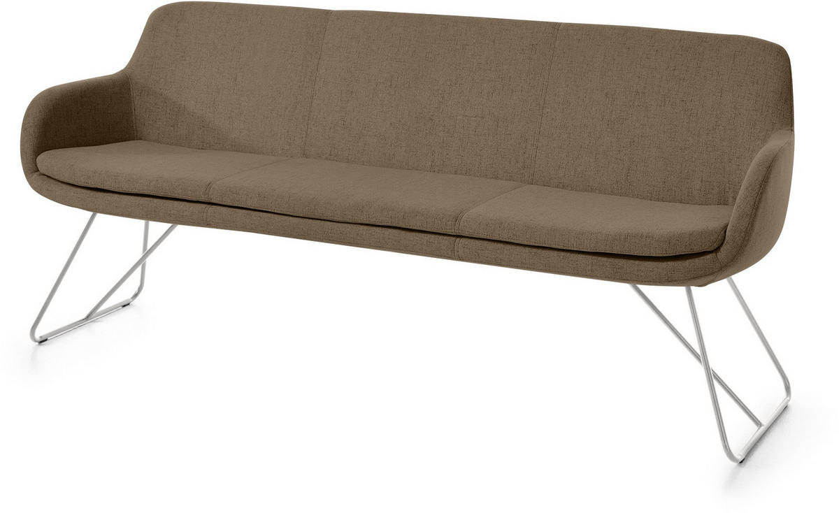 SITZBANK 180/87/65 cm Webstoff Braun, Haselnussfarben Metall  - Edelstahlfarben/Haselnussfarben, Design, Textil/Metall (180/87/65cm) - Musterring