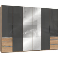 DREHTÜRENSCHRANK in Grau, Eichefarben  - Chromfarben/Eichefarben, Modern, Glas/Holzwerkstoff (300/216/58cm) - MID.YOU