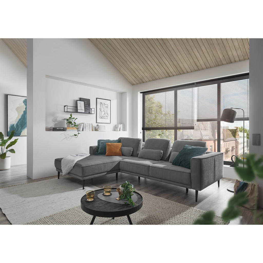 Thumbnail - SetOne by Musterring Ecksofa, Anthrazit, Textil, 3-Sitzer, Füllung: Kaltschaum, Ottomane links, L-Form, 279x193 cm, Made...