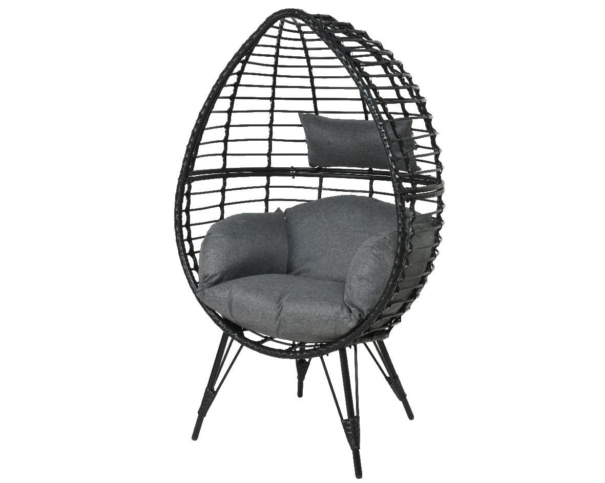 GARTEN-RELAXSESSEL  - Schwarz, KONVENTIONELL, Naturmaterialien (75,00/91,00/156,00cm)